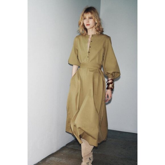 ZARA ZW COLLECTION BELTED SHIRT DRESS - Picture 4 of 9